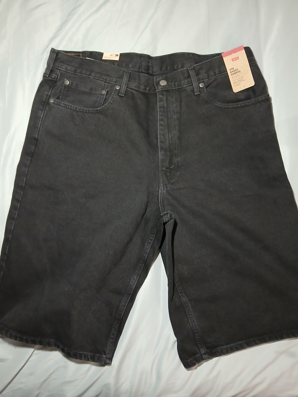 Levi's 470 Black Denim Jean Shorts Size 38 Waist/ 14" Inseam.